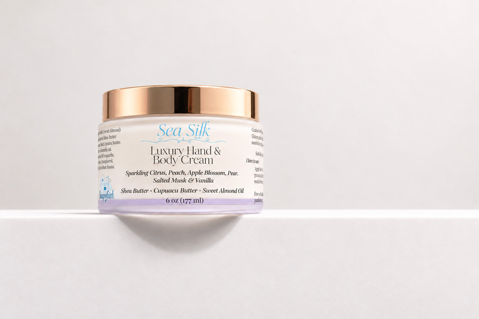 Sea Silk Hand & Body Cream  for Dry Skin - Citrus · Pear · Peach · Soft Florals · Salted Musk · Vanilla 6 oz Soapy Girl